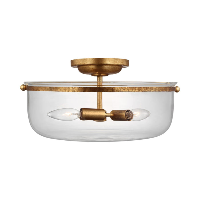 Lorford Medium Semi Flush Mount Ceiling Light in Gilded Iron (Clear Glass).