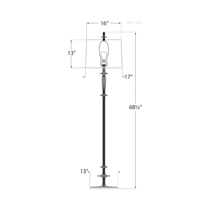 Lotus Floor Lamp - line drawing.