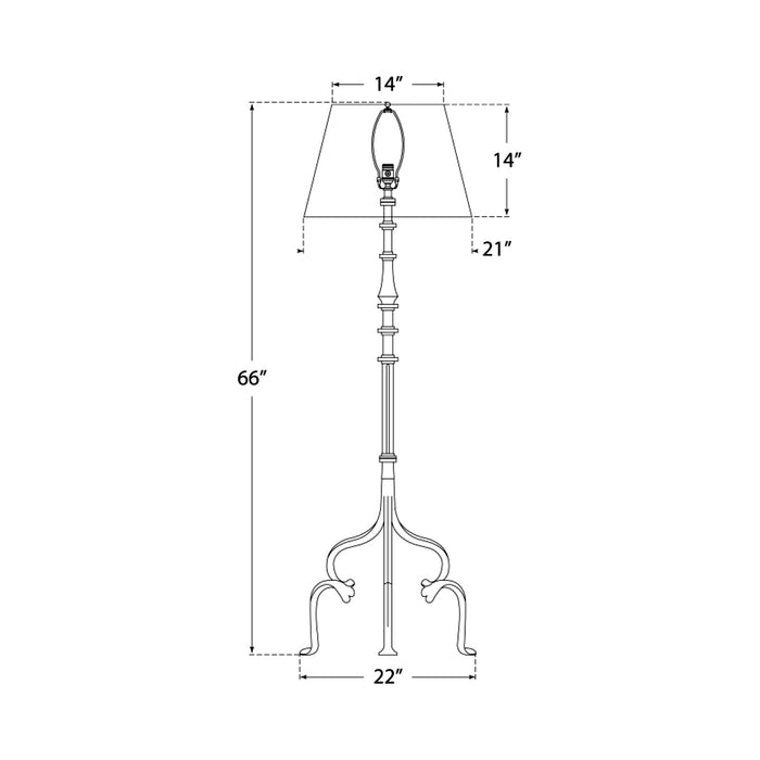 Madeleine Floor Lamp - line drawing.