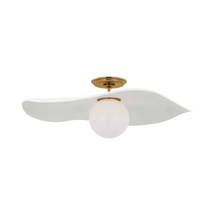 Mahalo LED Semi Flush Mount Ceiling Light in Hand-Rubbed Antique Brass (Matte White).