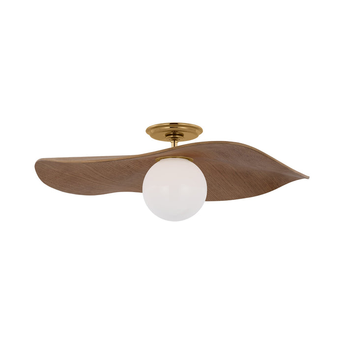 Mahalo LED Semi Flush Mount Ceiling Light in Hand-Rubbed Antique Brass (Natural Oak).