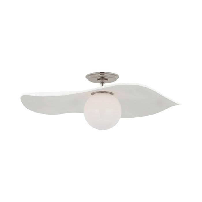 Mahalo LED Semi Flush Mount Ceiling Light in Polished Nickel (Matte White).