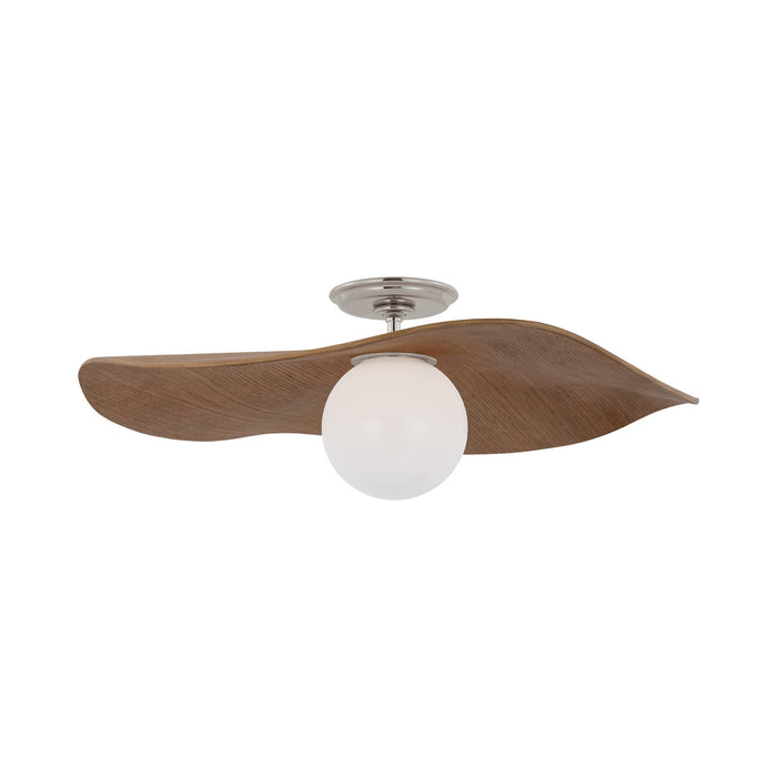 Mahalo LED Semi Flush Mount Ceiling Light in Polished Nickel (Natural Oak).