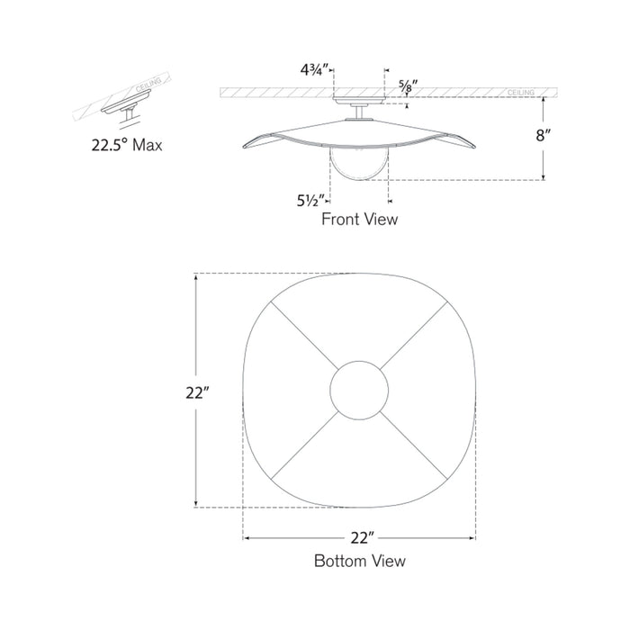 Mahalo LED Semi Flush Mount Ceiling Light - line drawing.