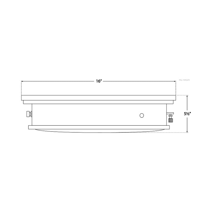 Marine Flush Mount Ceiling Light - line drawing.