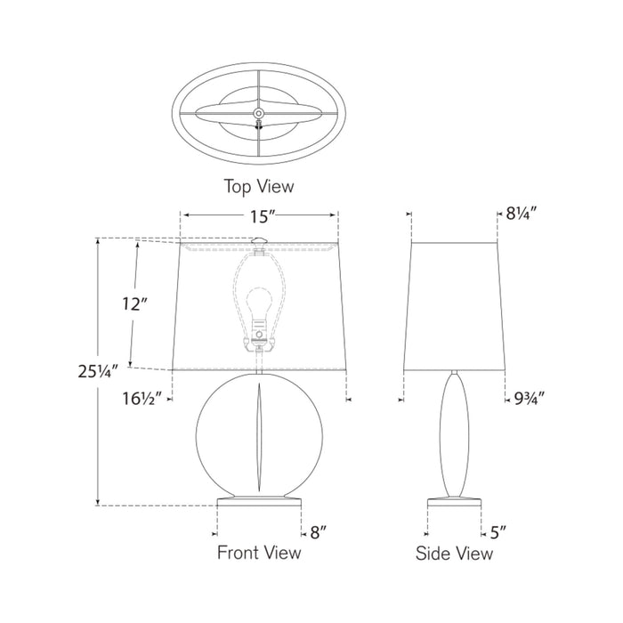 Mariza Table Lamp - line drawing.