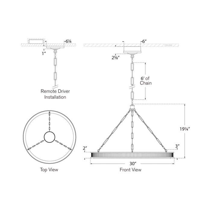 Matthew LED Chandelier - line drawing.