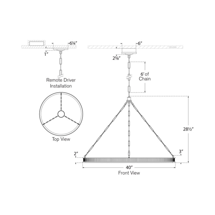 Matthew LED Chandelier - line drawing.