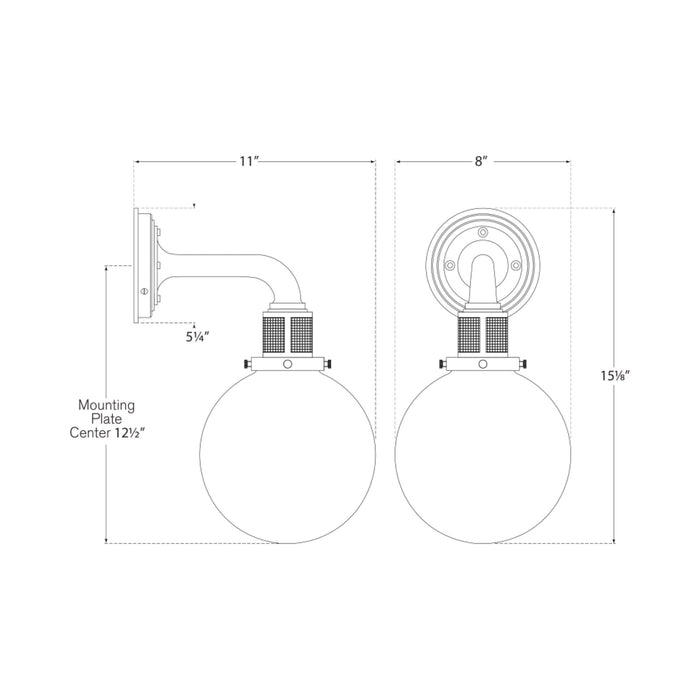 McCarren Bath Wall Light - line drawing.