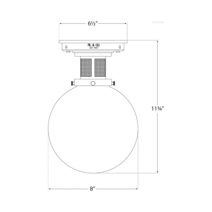 McCarren Flush Mount Ceiling Light - line drawing.