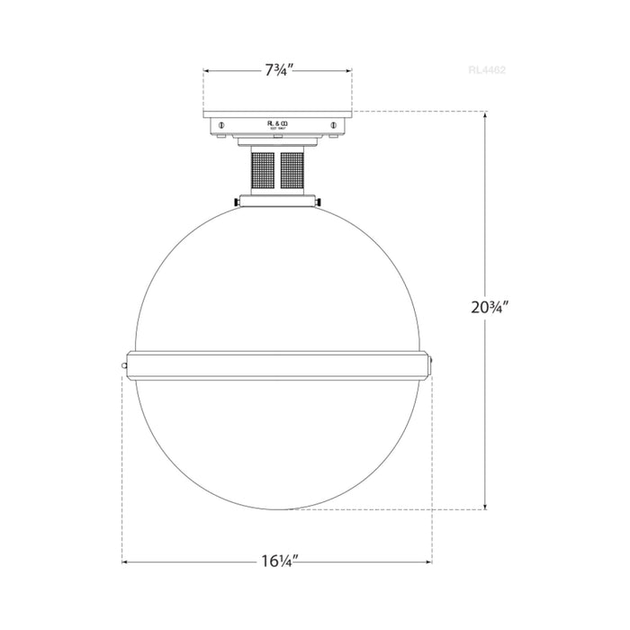 McCarren Flush Mount Ceiling Light - line drawing.