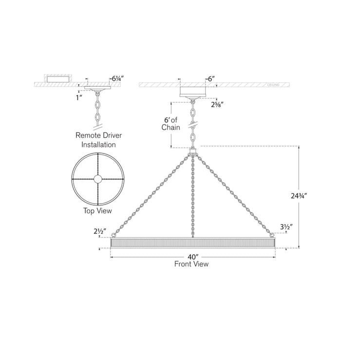 Menil LED Ring Chandelier - line drawing.