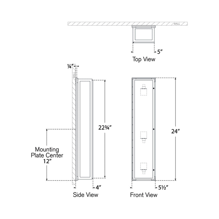 Mercer Bath Wall Light - line drawing.