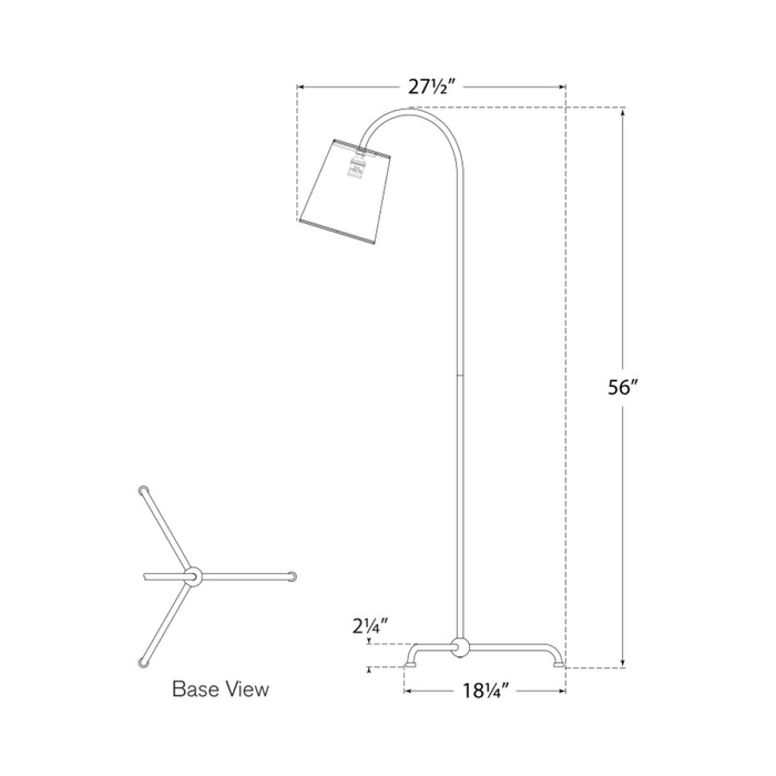 Mia Floor Lamp - line drawing.