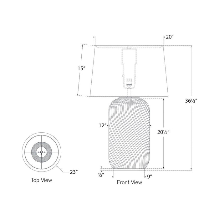 Mirelle Table Lamp - line drawing.