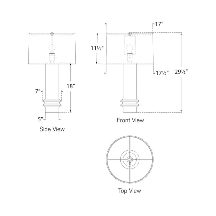 Montaigne Table Lamp - line drawing.