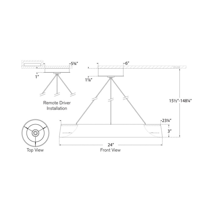 Neptune LED Chandelier - line drawing.