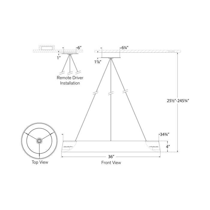 Neptune LED Chandelier - line drawing.