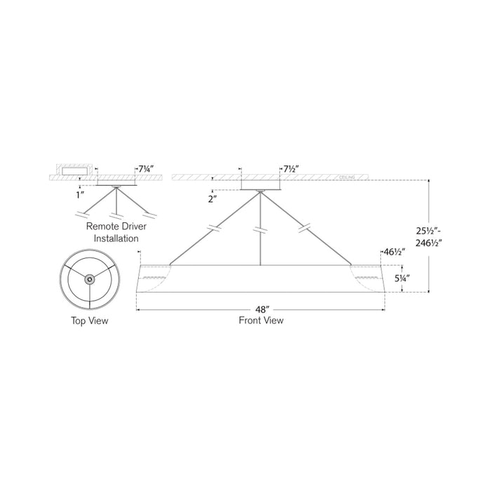 Neptune LED Chandelier - line drawing.