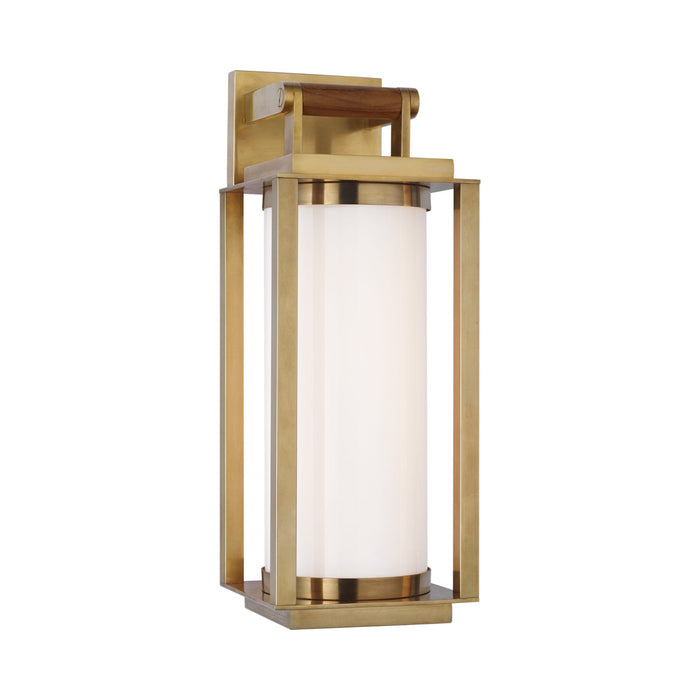 Northport Bracketed Outdoor LED Wall Light in Natural Brass/Teak.