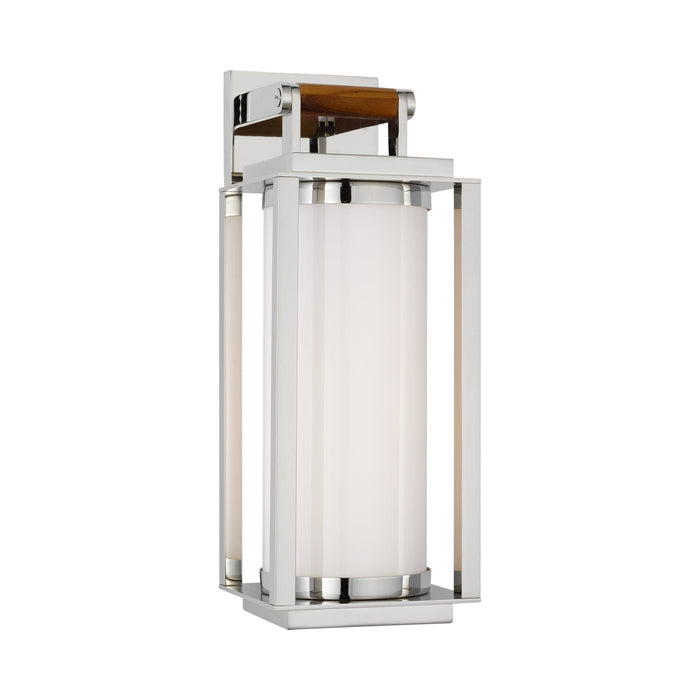 Northport Bracketed Outdoor LED Wall Light in Polished Nickel/Teak.