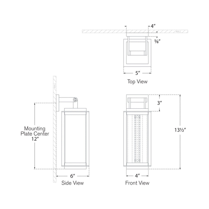 Northport Bracketed Outdoor LED Wall Light - line drawing.