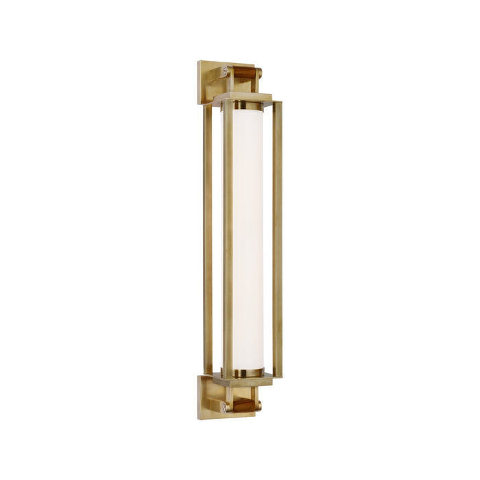 Northport LED Bath Wall Light in Natural Brass/Teak (24-Inch).