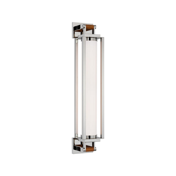 Northport LED Bath Wall Light in Polished Nickel/Teak (24-Inch).