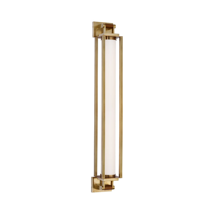 Northport LED Bath Wall Light in Natural Brass/Teak (32-Inch).