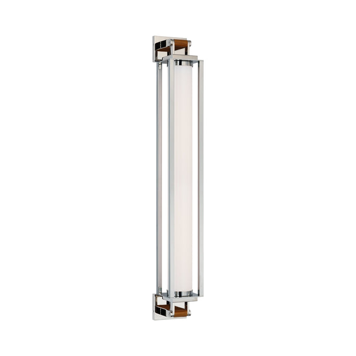 Northport LED Bath Wall Light in Polished Nickel/Teak (32-Inch).