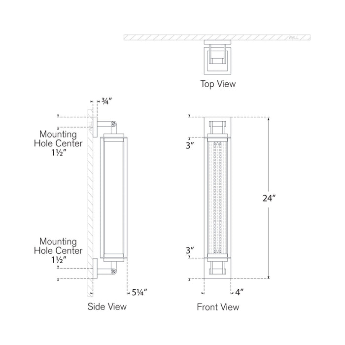 Northport LED Bath Wall Light - line drawing.