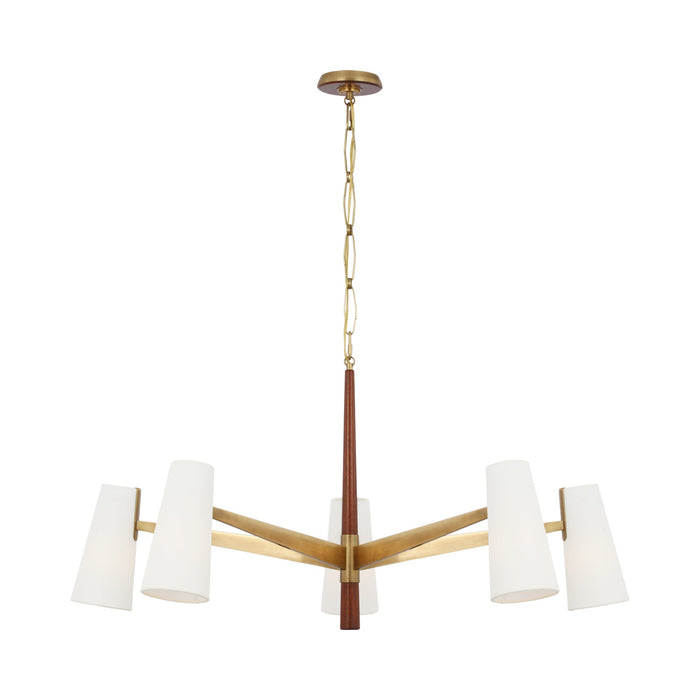 Olina Chandelier in Hand-Rubbed Antique Brass/Mahogany.