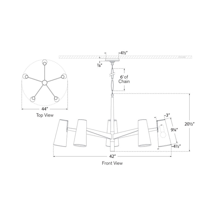 Olina Chandelier - line drawing.