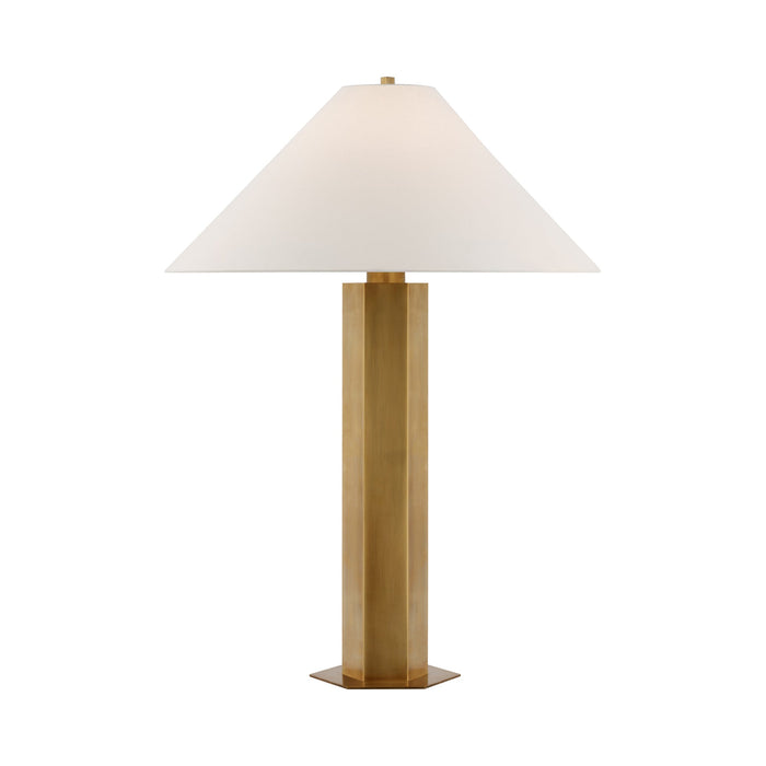 Olivier Table Lamp in Hand-Rubbed Antique Brass.