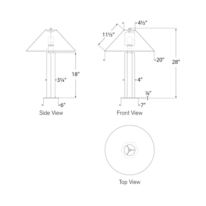 Olivier Table Lamp - line drawing.