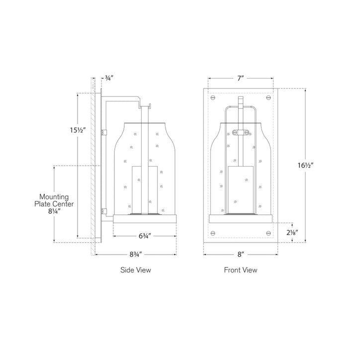 Ollie Outdoor LED Wall Light - line drawing.