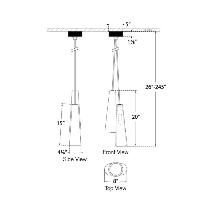 Osvaldo Pendant Light - line drawing.