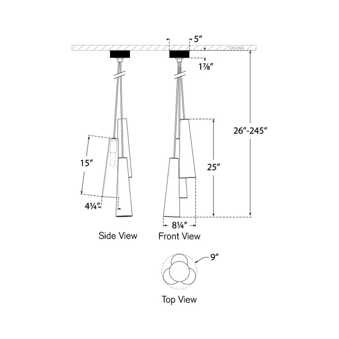 Osvaldo Pendant Light - line drawing.