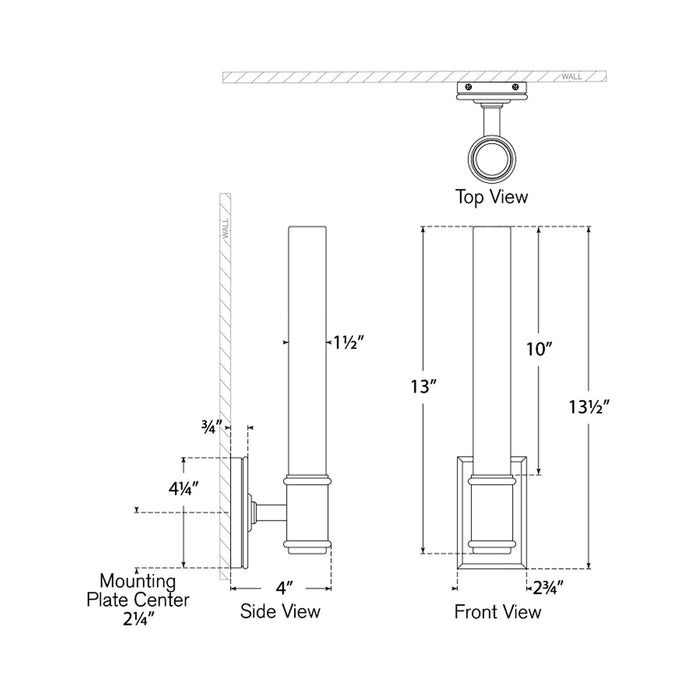 Owen LED Bath Wall Light - line drawing.