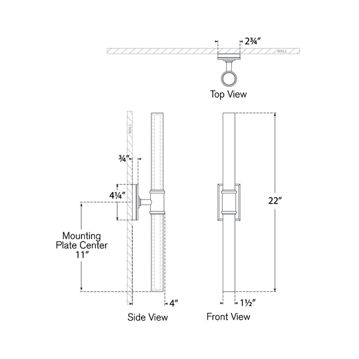 Owen LED Bath Wall Light - line drawing.