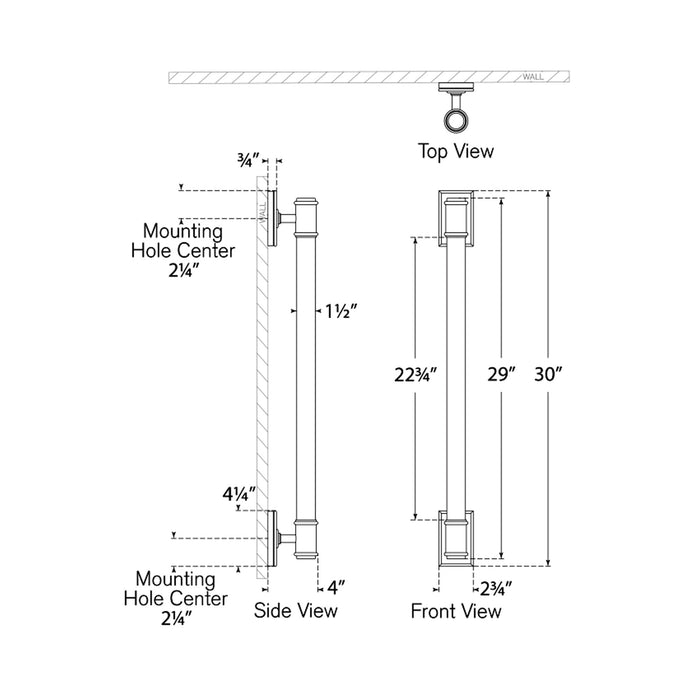 Owen LED Linear Bath Wall Light - line drawing.