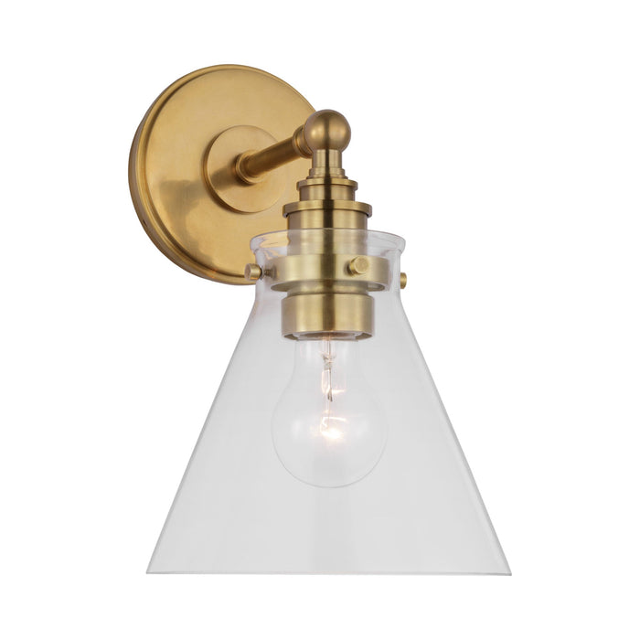 Parkington Bath Wall Light in Antique-Burnished Brass (1-Light/Clear Glass).