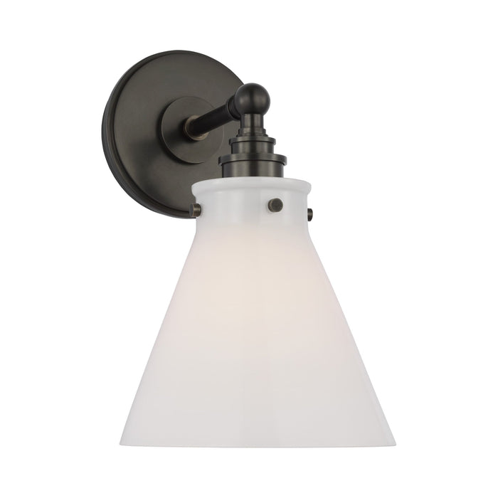 Parkington Bath Wall Light in Bronze (1-Light/White Glass).