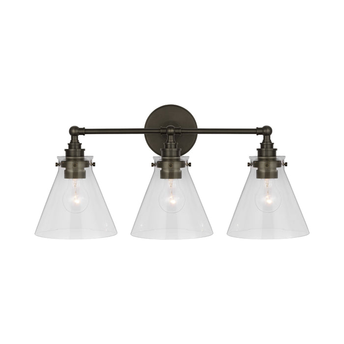 Parkington Bath Wall Light in Bronze (3-Light/Clear Glass).