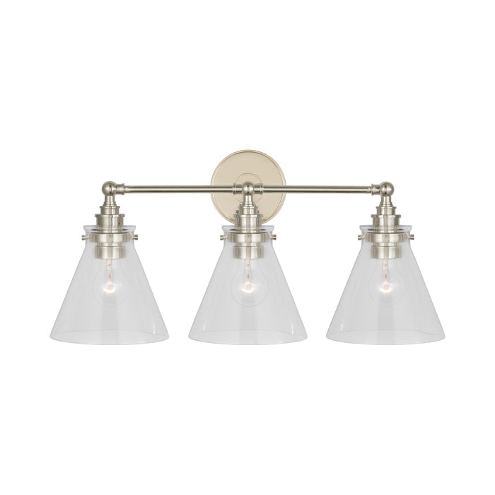 Parkington Bath Wall Light in Polished Nickel (3-Light/Clear Glass).