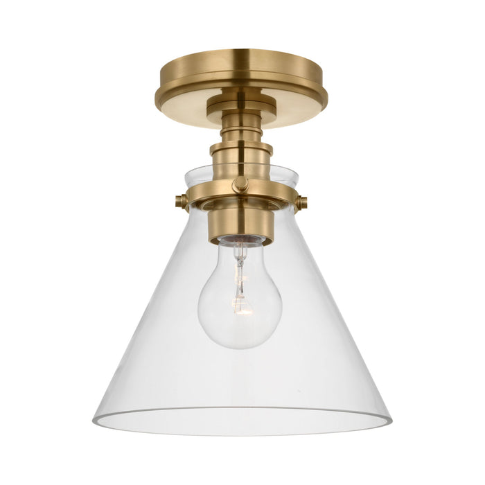 Parkington Conical Flush Mount Ceiling Light in Antique-Burnished Brass (Clear Glass).