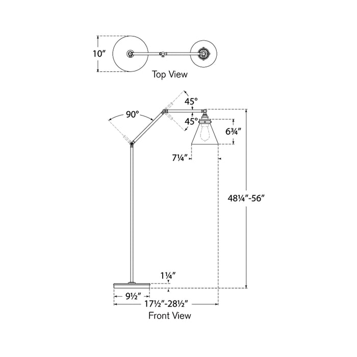 Parkington Floor Lamp - line drawing.