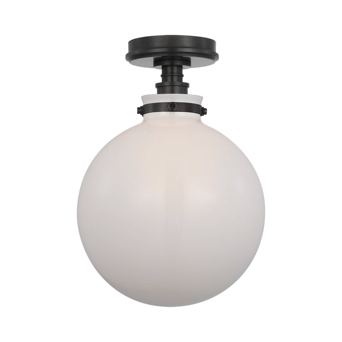 Parkington Globe Flush Mount Ceiling Light in Bronze (White Glass).