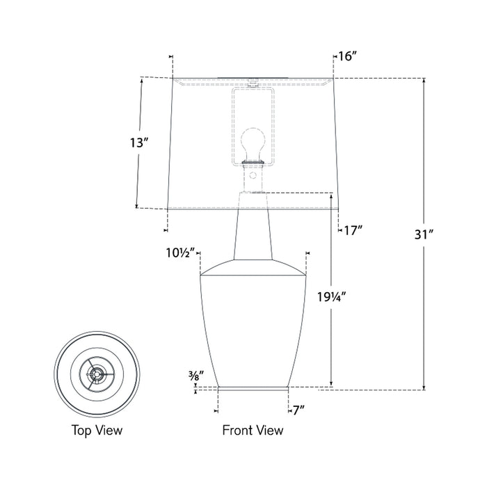 Paros Table Lamp - line drawing.