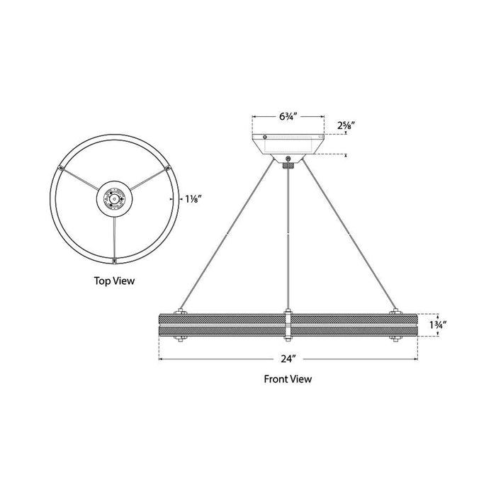 Paxton LED Chandelier - line drawing.